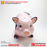 Heo đất Bát Tràng cao cấp màu hồng khoang đen