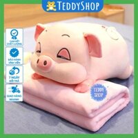 Heo hí kèm mền 2 in 1 chăn gối văn phòng Thú nhồi bông vải nhung gấu bông mềm mịn hàng cao cấp