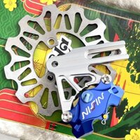 Heo + Pát CNC + Đĩa, Tằn 2 ốc lắp sau cho RAIDER/SATRIA_Heo NISSIN 2pis đối xứng màu xanh, đĩa phay 220mm,pát CNC, 2 ốc