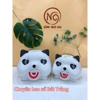 Heo sứ Tiết Kiệm Bát Tràng-Lợn Đất -Ống sứ gấu trúc size đại cute-Ống đựng tiền Gốm Ngô Gia