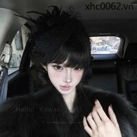 Hepburn Phong Cách Con Gái Lưới Đen Mũ Tóc Người Nổi Tiếng Pháp Đảng Sang Trọng Mũ Đội Đầu Ảnh Phụ Kiện Tóc