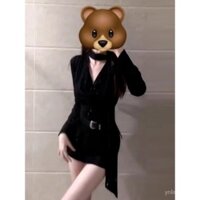Hepburn Phong Cách Hot Girl hip-hugger và váy đen của phụ nữ mùa thu và mùa đông mới bên trong mặc Petite váy ngắn mỏng phù hợp với cảm giác cao cấp