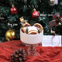 Herbal Pillar Candle - Nến trụ decor thảo mộc khô             (Trụ bigsize cam (230g -  9x7,5xm))