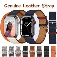 HERMES Dây Đeo Bằng Da Phong Cách Cổ Điển Cho Đồng Hồ Thông Minh apple watch series 7 1 2 3 4 5 6 se 6 40mm 44mm 38mm 42mm 45mm 41mm