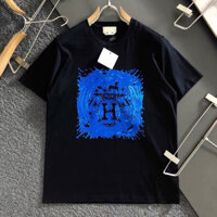 Hermes2563 Tay Ngắn Chữ Chiến Tranh In Ngựa Tay Ngắn Phong Cách Mới Thời Trang Phù Hợp Với Áo Thun Unisex