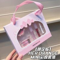 HERORANGE~Bộ trang điểm mini, phấn má hồng lì, bảng phấn mắt, son bóng, bút kẻ mắt, bộ mỹ phẩm