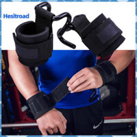 Hesitroad Barbell Deadlift Móc cổ tay Cử tạ Móc cổ tay Móc nâng tạ cường độ cao có tay cầm chống trượt để cử tạ Phòng tập thể dục Tập luyện buộc chặt băng cổ tay để kéo