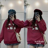 [HẾT HÀNG] Áo nỉ bông sweater cổ tròn in họa tiết hoạt hình dễ thương [8373]