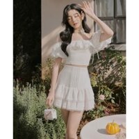 [HẾT HÀNG] Set áo trễ vai hai dây dáng ngắn kèm chân váy tầng xòe phong cách sexy trẻ trung năng động 2024 [ML03]