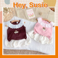Hey Susie S6734- Bộ Đồ Bé Gái Áo Cổ Ren Quần Chấm Bi Size 8-21kg