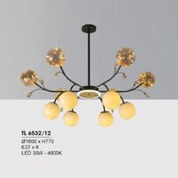 HF - TL 6532/12: Đén chùm chao quả bi 12 bóng - KT: Ø1000mm x H770mm - Bóng đèn LED 30W ánh sáng vàng 4000K + Bóng đèn E27 x 6 bóng