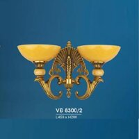 HF - VĐ 8300/2: Đèn vách đồng đôi, chao đá - KT: L450mm x H280mm - Đèn chân E27 x 2 bóng
