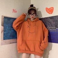 HFASHION Áo Hoodie Nỉ Màu Cam Mặt Cười Dáng Rộng G109