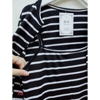 HFASHION 💃 Bộ Đầm Nữ Kẻ Ngang Kèm Áo Cardigan Dài Tay Set Váy 2 Dây Áo Khoác Nữ Q043