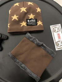【HFGSF】 Sét mũ len khăn ống lót lông hình ngôi sao cho bé