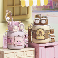 Hfh Trẻ Em Dễ Thương Bình Giữ Nhiệt Nam Nữ Cặp Đôi Ống Hút Hoạt Hình Cốc Nước Giá Trị Cao Học Sinh Trường Chuyên Dụng Đôi Uống Nước