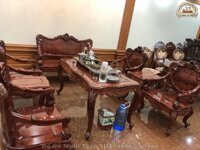 HG061 Bàn Ghế Louis Hoàng Gia Gỗ Hương Ta 8 Món Đục Tay Kỹ ( Anh Long, Quảng Ninh )