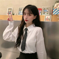 Hgvjk Đồng Phục Cà Vạt Áo Sơ Mi Trắng Thiết Kế Áo Niche Áo Sơ Mi Tay Dài Đồng Phục Lớp Nhật Bản Preppy Phong Cách Phù Hợp Với