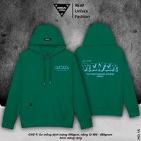 hh Áo hoodie local brand REW - Áo Hoodie Mỏng Định Lượng mặc mùa hè form rộng Unisex dành cho cả nam và nữ màu xanh lá