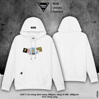 hh Áo hoodie local brand REW - Áo Hoodie Mỏng Định Lượng mặc mùa hè form rộng Unisex dành cho cả nam và nữ màu trắng