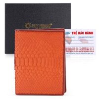 HH2318 - Bóp nam Huy Hoàng da trăn kiểu đứng màu cam