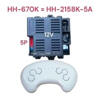[HH670K] Mạch & Điều khiển từ xa Xe điện trẻ em HH-670K | HH670Y| 6V-12V chính hãng HongHui | 5 chân tín hiệu