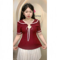 [HH.Bigsize] Áo peplum thiết kế viền tay cổ kèm tag hoa  chất tuyết mưa [TN392]