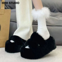 HHH Dép Lông quai ngang Đế Dày ngày hè dép quai hậu phong thái Mới 2023 xinh xẻo 080103