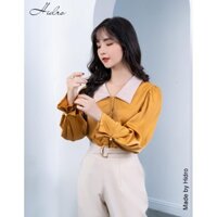 HIDRO Set áo lụa gân phối quần baggy