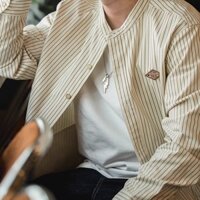 Hiện Đại Áo Sơ Mi Nam M-3XL Nhật Bản Retro Dọc Sọc Đứng Cổ Áo Sơ Mi Tay Dài Rời Hồ Sơ Áo Sơ Mi Bóng Chày Áo Khoác Ngoài Mùa Thu Nam