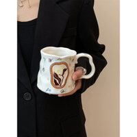 High-Quality Floral French Style Large Capacity Coffee Mug for Girls with Retro Design Ceramic Mug XVWC