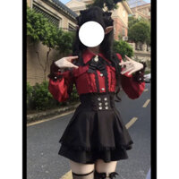 High Waist Skirt Set Sweetheart Top Encounter+Off-Shoulder Mass-Produced Landmine Shirt Japanese Style with Lace Trim MOLT