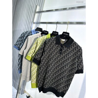 [Hight Quality] Áo polo len nam nữ CD dệt vẫn chữ monogram dày dặn cổ bẻ cao cấp