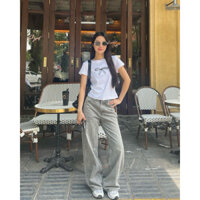 Hiin - Quần jeans suông xám bạc 7399