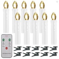 Hilivn) 10 Gói Nến Không Ngọn Lửa Có Điều Khiển Từ Xa Và Kẹp Độ Sáng Có Thể Điều Chỉnh Nhấp Nháy Đèn Led Chạy Bằng Pin Điện Không Dây Nến Giả Đèn Trà Cho Tiệc Phòng Lễ