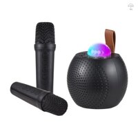 Hilivn) Bộ loa và micro không dây Mini với 2 micro Quà tặng cho bữa tiệc sinh nhật Máy tính để bàn ngoài trời tại nhà KTV Bộ đèn LED Disco Mic cầm tay Karao
