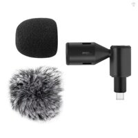 Hilivn) Micrô điện thoại thông minh cắm Mini Điện thoại di động Mic Cardioid Pickup Type-C Plug 90° Có thể điều chỉnh góc với 2 chiếc kính chắn gió cho điện thoại thông minh Phát trực tiếp Vlog Hát trực tuyến