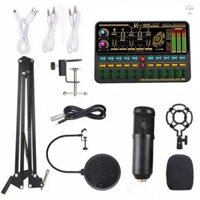 Hilivn) Thẻ âm thanh SK500 trực tiếp đa chức năng và Bộ micro treo BM800 Bộ micro ghi âm phát sóng Bộ micro ngưng tụ Thiết bị thay đổi giọng nói thông minh Bộ trộn âm thanh cho Co