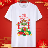 HILLEE 100% cotton Thời trang Xu hướng Phong cách lười biếng gió ngắn tay áo thun năm mới cho nam giới và phụ nữ