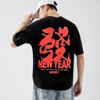 HILLEE 100% COTTON Xu hướng quốc gia năm con rắn năm con vật áo thun ngắn tay màu đỏ nam năm mới 2025 quần áo tay ngắn