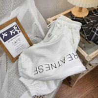 Hình ảnh chính thức Quần thể thao thường ngày in hình lồi lõm Quần thể thao Bó Chân Mỏng cỡ lớn in nổi ba chiều