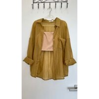 [Hình ảnh độc quyền Bella's Choice] Áo sơ mi nữ dài tay mỏng khoác ngoài kèm bra - như hình chụp