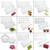Hình Bầu Dục Dài Pháp Món Tráng Miệng Sandwich Khối Nhỏ Khuôn Rubik 's Cube Mousse Khuôn Silicon