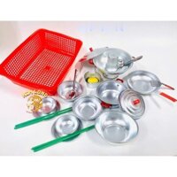 Hình Bộ đồ chơi nấu ăn giống thật bằng nhôm bếp nhôm sử dụng nến