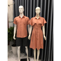 Hình chụp tại shop - Set đồ đôi nam nữ màu hồng nổi bật Tina