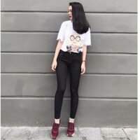(hình chụp)Quần jeans đen giấy co giãn bigsize