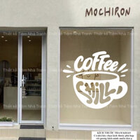 Hình dán, decal trang trí gương, kính cửa hàng quán coffee, cà phê 1