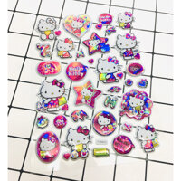 Hình Dán Hello Kitty  sticker Nổi 3D set 2 bảng  64 miếng ảnh