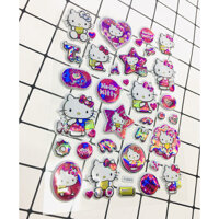 Hình Dán Hello Kitty sticker Nổi 3D set 3 bảng  96 miếng ảnh