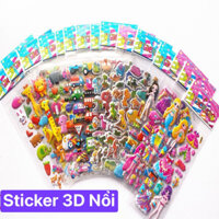 Hình dán sticker 3D nổi cute chống nước chữ động vật siêu nhân công chúa dễ thương trang trí cho bé trai gái